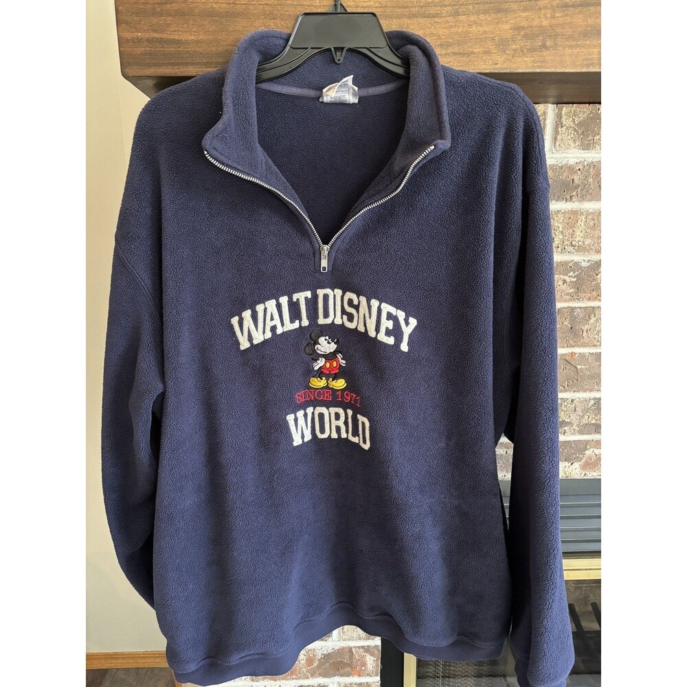 Walt Disney World Pullover Fleece 1/4 Zip Size XXL  Blue Mickey Mouse